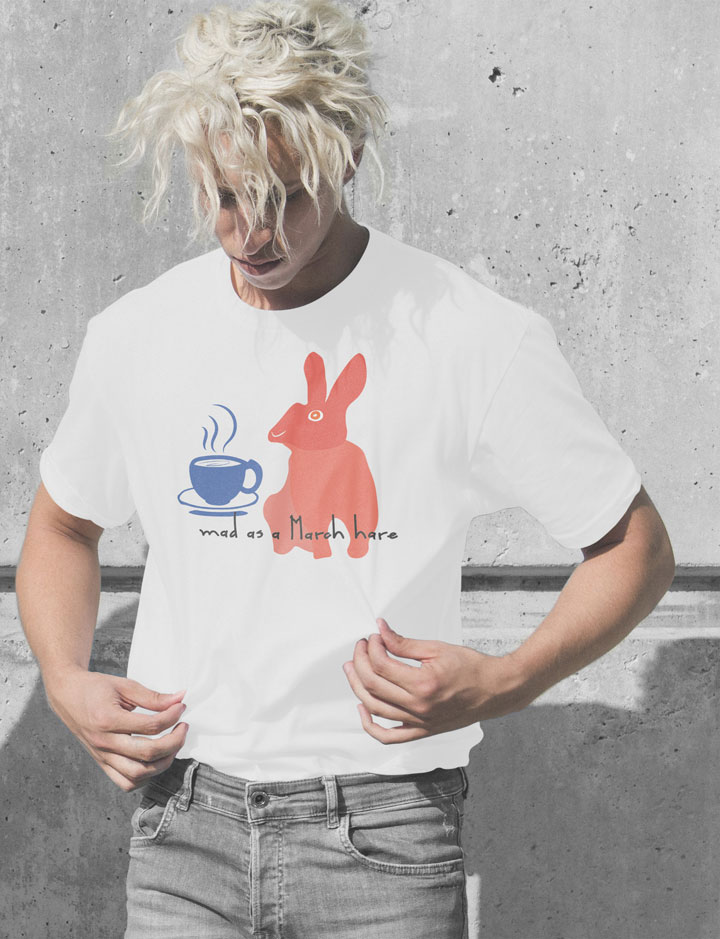 Doodle rabbit cool Tee shirt with graphic design 